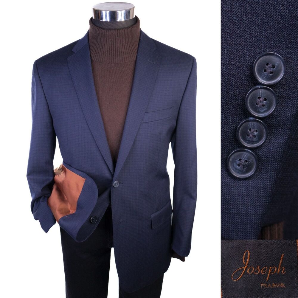 Joseph Jos. A. Bank Blazer Sport Coat Sz 41R Check Navy Wool Two Button Jacket